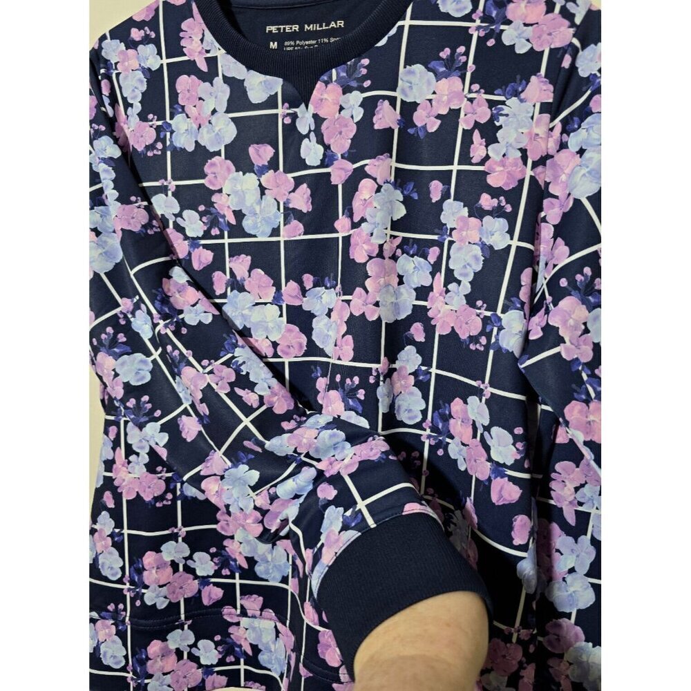 Peter Millar Womens Golf Birdie Sweatshirt M Purple Floral UPF Activewear Sport - Picture 12 of 14